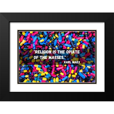 Karl Marx Quote: Religion Black Modern Wood Framed Art Print with Double Matting by ArtsyQuotes