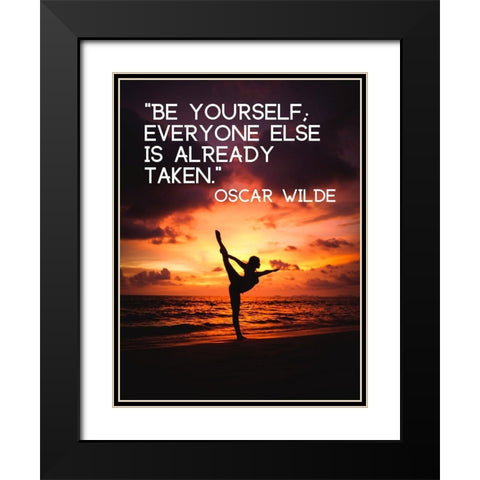 Oscar Wilde Quote: Already Taken Black Modern Wood Framed Art Print with Double Matting by ArtsyQuotes