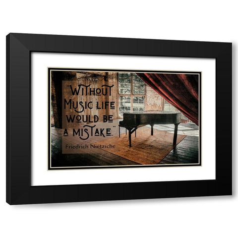 Friedrich Nietzsche Quote: Without Music Black Modern Wood Framed Art Print with Double Matting by ArtsyQuotes
