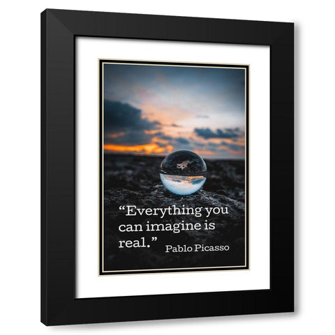 Pablo Picasso Quote: Imagine Black Modern Wood Framed Art Print with Double Matting by ArtsyQuotes