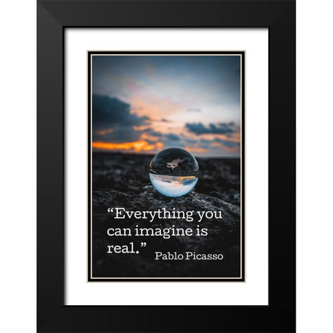 Pablo Picasso Quote: Imagine Black Modern Wood Framed Art Print with Double Matting by ArtsyQuotes