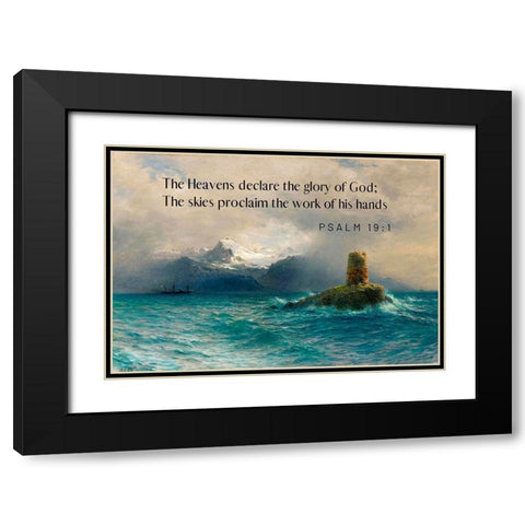 Bible Verse Quote Psalm 19:1, Lev Lagorio, Lofoten Island Black Modern Wood Framed Art Print with Double Matting by ArtsyQuotes