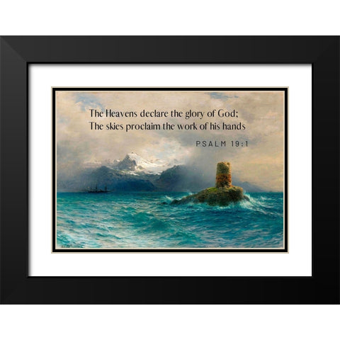 Bible Verse Quote Psalm 19:1, Lev Lagorio, Lofoten Island Black Modern Wood Framed Art Print with Double Matting by ArtsyQuotes