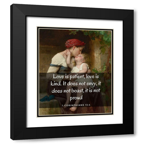 Bible Verse Quote 1 Corinthians 13:4, Leon Brazile Perrault, Mother with Child Black Modern Wood Framed Art Print with Double Matting by ArtsyQuotes