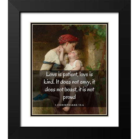 Bible Verse Quote 1 Corinthians 13:4, Leon Brazile Perrault, Mother with Child Black Modern Wood Framed Art Print with Double Matting by ArtsyQuotes