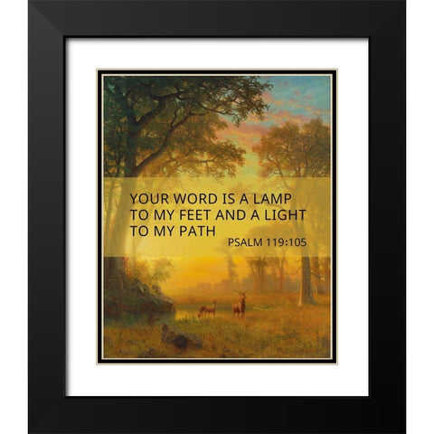 Bible Verse Quote Psalm 119:105, Albert Bierstadt, Light in the Forest Black Modern Wood Framed Art Print with Double Matting by ArtsyQuotes