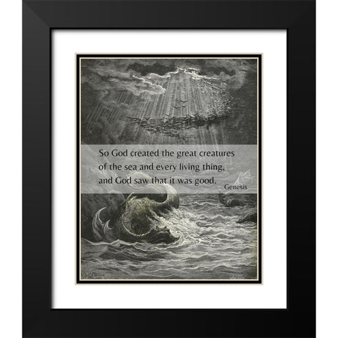 Bible Verse Quote Genesis 1:21, Gustave Dore - Creation of the Fish and Birds Black Modern Wood Framed Art Print with Double Matting by ArtsyQuotes