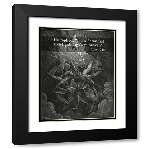 Bible Verse Quote Luke 10:18, Gustave Dore - The Mouth of Hell Black Modern Wood Framed Art Print with Double Matting by ArtsyQuotes