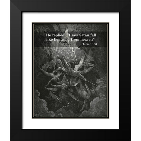 Bible Verse Quote Luke 10:18, Gustave Dore - The Mouth of Hell Black Modern Wood Framed Art Print with Double Matting by ArtsyQuotes