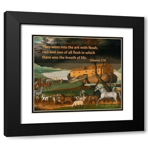 Bible Verse Quote Genesis 7:15, Edward Hicks - Noahs Ark Black Modern Wood Framed Art Print with Double Matting by ArtsyQuotes