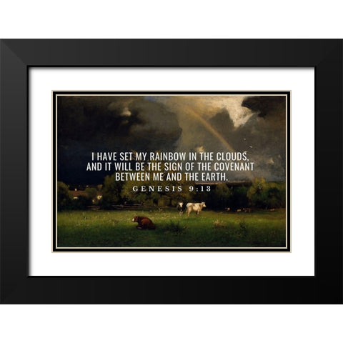 Bible Verse Quote Genesis 9:13, George Inness - The Rainbow Black Modern Wood Framed Art Print with Double Matting by ArtsyQuotes