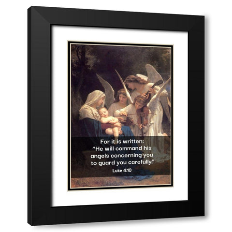 Bible Verse Quote Luke 4:10, William Adolphe Bouguereau - Song of the Angels Black Modern Wood Framed Art Print with Double Matting by ArtsyQuotes