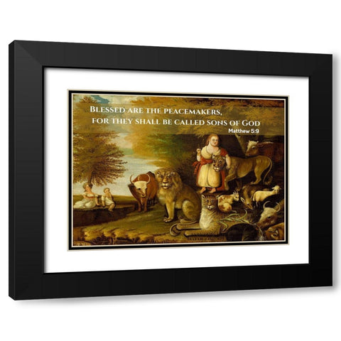 Bible Verse Quote Matthew 5:9, Edwin Austin Abbey - Peaceable Kingdom Black Modern Wood Framed Art Print with Double Matting by ArtsyQuotes