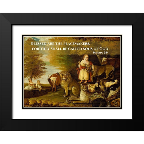 Bible Verse Quote Matthew 5:9, Edwin Austin Abbey - Peaceable Kingdom Black Modern Wood Framed Art Print with Double Matting by ArtsyQuotes