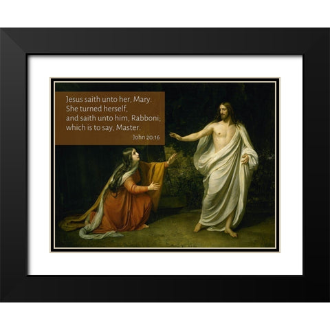 Bible Verse Quote John 20:16, Alexander Ivanov - The Appearance of Christ to Mary Magdalene Black Modern Wood Framed Art Print with Double Matting by ArtsyQuotes