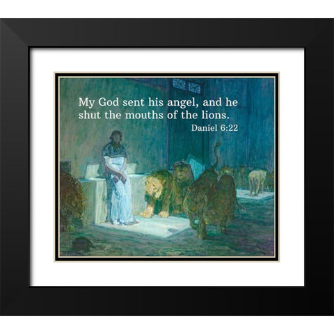 Bible Verse Quote Daniel 6:22, Henry Ossawa Tanner - Daniel in the Lions Den Black Modern Wood Framed Art Print with Double Matting by ArtsyQuotes