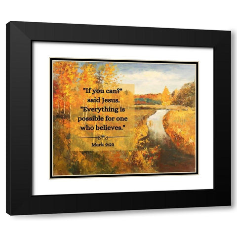 Bible Verse Quote Mark 9:23, Issac Levitan - Autumn Water Black Modern Wood Framed Art Print with Double Matting by ArtsyQuotes