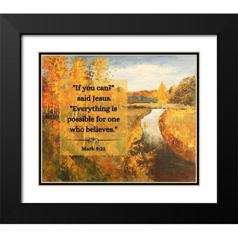 Bible Verse Quote Mark 9:23, Issac Levitan - Autumn Water Black Modern Wood Framed Art Print with Double Matting by ArtsyQuotes