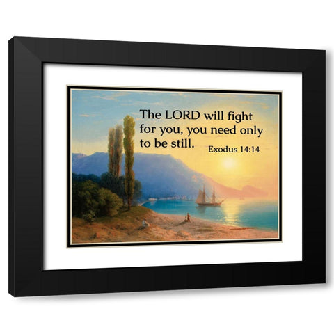 Bible Verse Quote Exodus 14:14, Ivan Aivazovsky - Sunset Over Yalta Black Modern Wood Framed Art Print with Double Matting by ArtsyQuotes
