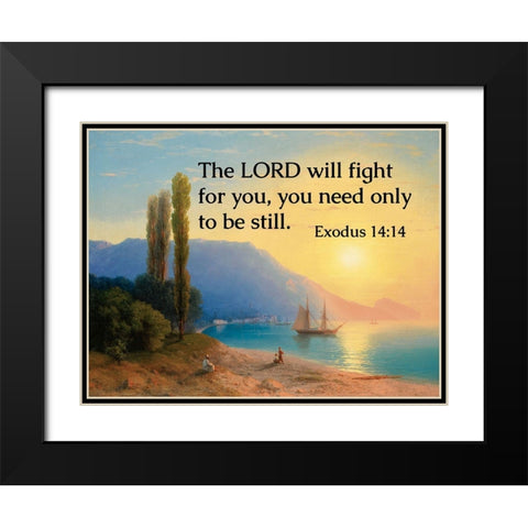 Bible Verse Quote Exodus 14:14, Ivan Aivazovsky - Sunset Over Yalta Black Modern Wood Framed Art Print with Double Matting by ArtsyQuotes