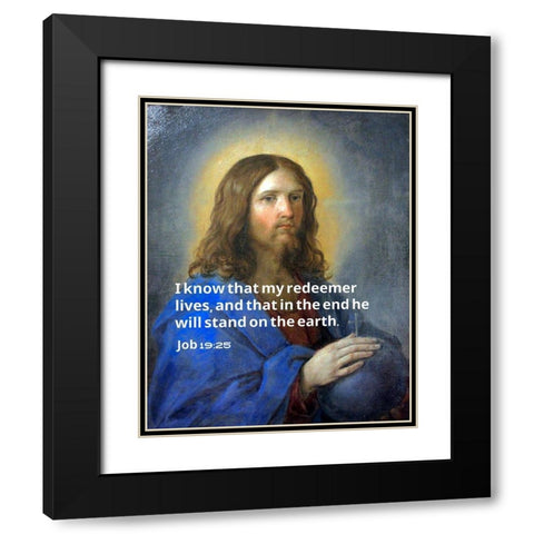 Bible Verse Quote Job 19:25, Guido Reno - Christ the Savior Black Modern Wood Framed Art Print with Double Matting by ArtsyQuotes