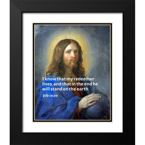 Bible Verse Quote Job 19:25, Guido Reno - Christ the Savior Black Modern Wood Framed Art Print with Double Matting by ArtsyQuotes