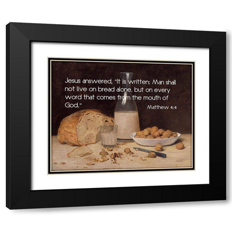 Bible Verse Quote Matthew 4:4, Albert Ankler - Still Life New Wine Black Modern Wood Framed Art Print with Double Matting by ArtsyQuotes