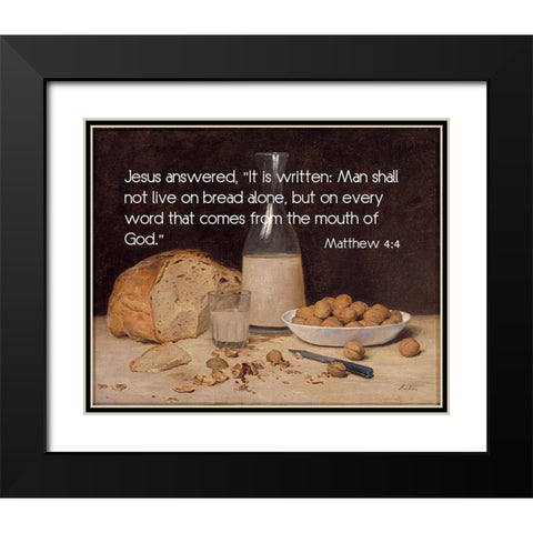 Bible Verse Quote Matthew 4:4, Albert Ankler - Still Life New Wine Black Modern Wood Framed Art Print with Double Matting by ArtsyQuotes