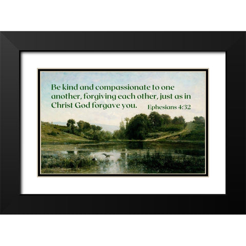 Bible Verse Quote Ephesians 4:32, Charles Francois Daubigny - The Ponds of Gylieu Black Modern Wood Framed Art Print with Double Matting by ArtsyQuotes