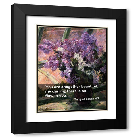 Bible Verse Quote Song of Songs 4:7, Mary Cassatt - Lilacs in a Window Black Modern Wood Framed Art Print with Double Matting by ArtsyQuotes