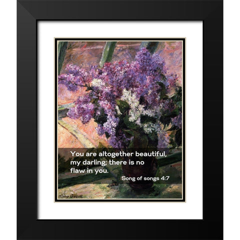 Bible Verse Quote Song of Songs 4:7, Mary Cassatt - Lilacs in a Window Black Modern Wood Framed Art Print with Double Matting by ArtsyQuotes