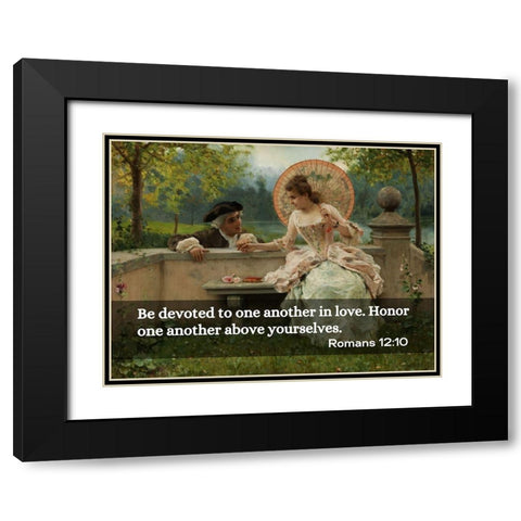 Bible Verse Quote Romans 12:10, Federico Andreotti - An in Love Conversation in Park Black Modern Wood Framed Art Print with Double Matting by ArtsyQuotes