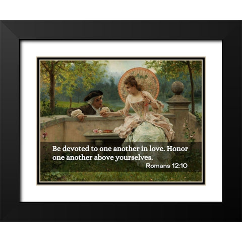 Bible Verse Quote Romans 12:10, Federico Andreotti - An in Love Conversation in Park Black Modern Wood Framed Art Print with Double Matting by ArtsyQuotes