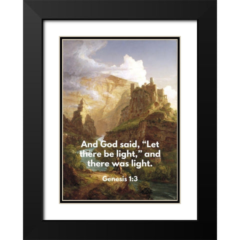 Bible Verse Quote Genesis 1:3, Thomas Cole - The Fountain of Vaucluse Black Modern Wood Framed Art Print with Double Matting by ArtsyQuotes