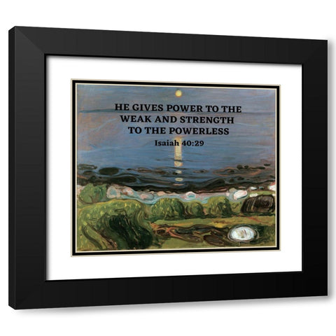 Bible Verse Quote Isaiah 40:29, Edvard Munch - Summer Night by the Beach Black Modern Wood Framed Art Print with Double Matting by ArtsyQuotes