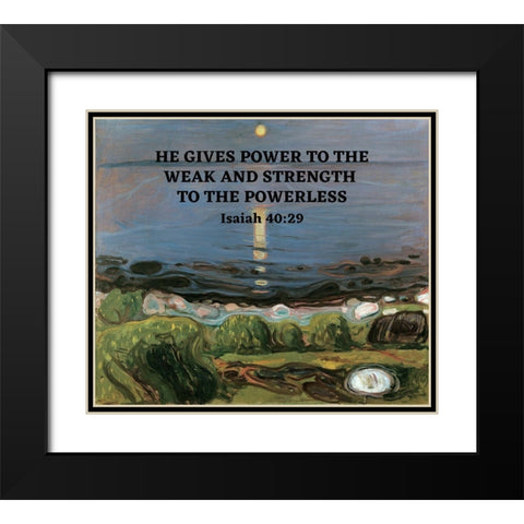 Bible Verse Quote Isaiah 40:29, Edvard Munch - Summer Night by the Beach Black Modern Wood Framed Art Print with Double Matting by ArtsyQuotes