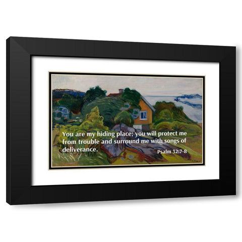 Bible Verse Quote Psalm 32:7-8, Edvard Munch - The House by the Fjord Black Modern Wood Framed Art Print with Double Matting by ArtsyQuotes