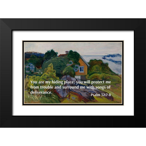 Bible Verse Quote Psalm 32:7-8, Edvard Munch - The House by the Fjord Black Modern Wood Framed Art Print with Double Matting by ArtsyQuotes