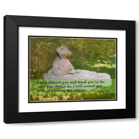 Bible Verse Quote Psalm 32:8, Claude Monet - Springtime 2 Black Modern Wood Framed Art Print with Double Matting by ArtsyQuotes