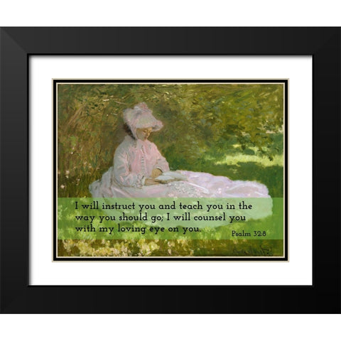 Bible Verse Quote Psalm 32:8, Claude Monet - Springtime 2 Black Modern Wood Framed Art Print with Double Matting by ArtsyQuotes