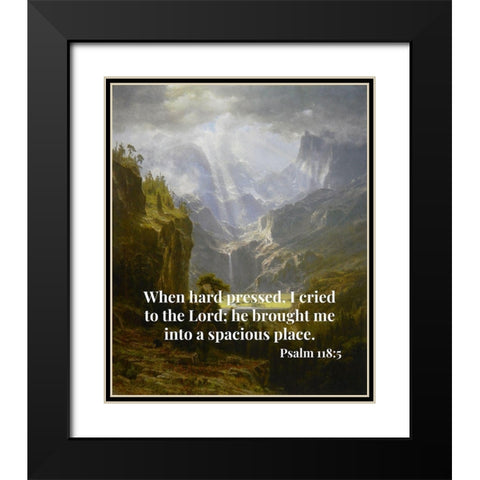 Bible Verse Quote Psalm 118:5, Albert Bierstadt - The Rocky Mountains Landers Peak Black Modern Wood Framed Art Print with Double Matting by ArtsyQuotes