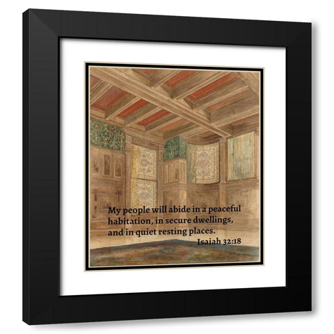 Bible Verse Quote Isaiah 32:18, Louis Comfort Tiffany - Design for an interior Black Modern Wood Framed Art Print with Double Matting by ArtsyQuotes