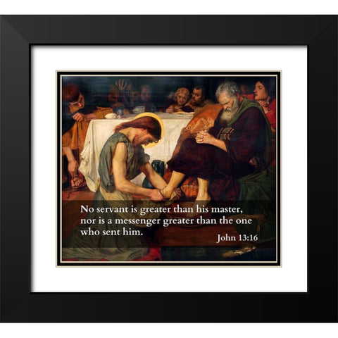 Bible Verse Quote John 13:16, Ford Madox Brown - Jesus Washes Peters Feet Black Modern Wood Framed Art Print with Double Matting by ArtsyQuotes