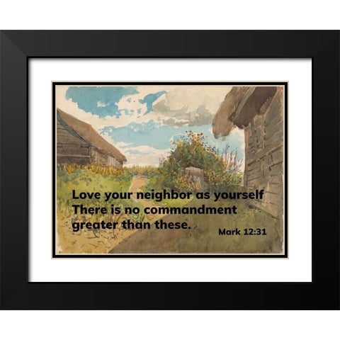 Bible Verse Quote Mark 12:31, Laszlo Mednyanszky - Landscape between Haylofts Black Modern Wood Framed Art Print with Double Matting by ArtsyQuotes