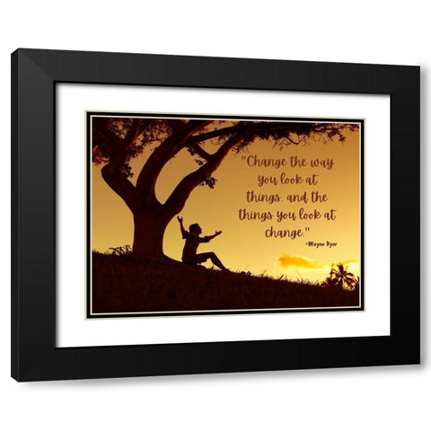 Wayne Dyer Quote: Change Black Modern Wood Framed Art Print with Double Matting by ArtsyQuotes