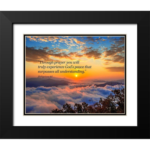 Bible Verse Quote Philippians 4:7 Black Modern Wood Framed Art Print with Double Matting by ArtsyQuotes