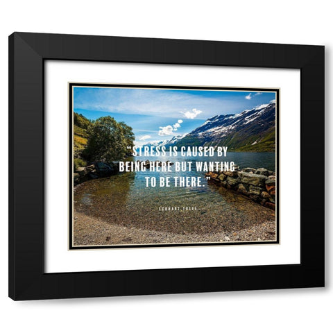 Eckhart Tolle Quote: Stress Black Modern Wood Framed Art Print with Double Matting by ArtsyQuotes