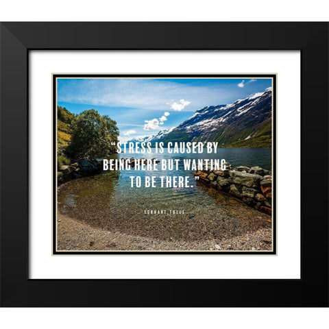 Eckhart Tolle Quote: Stress Black Modern Wood Framed Art Print with Double Matting by ArtsyQuotes