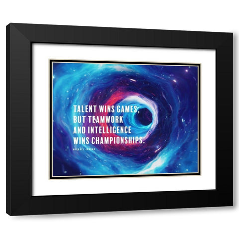 Michael Jordan Quote: Intelligence Wins Championships Black Modern Wood Framed Art Print with Double Matting by ArtsyQuotes