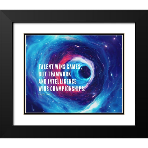 Michael Jordan Quote: Intelligence Wins Championships Black Modern Wood Framed Art Print with Double Matting by ArtsyQuotes